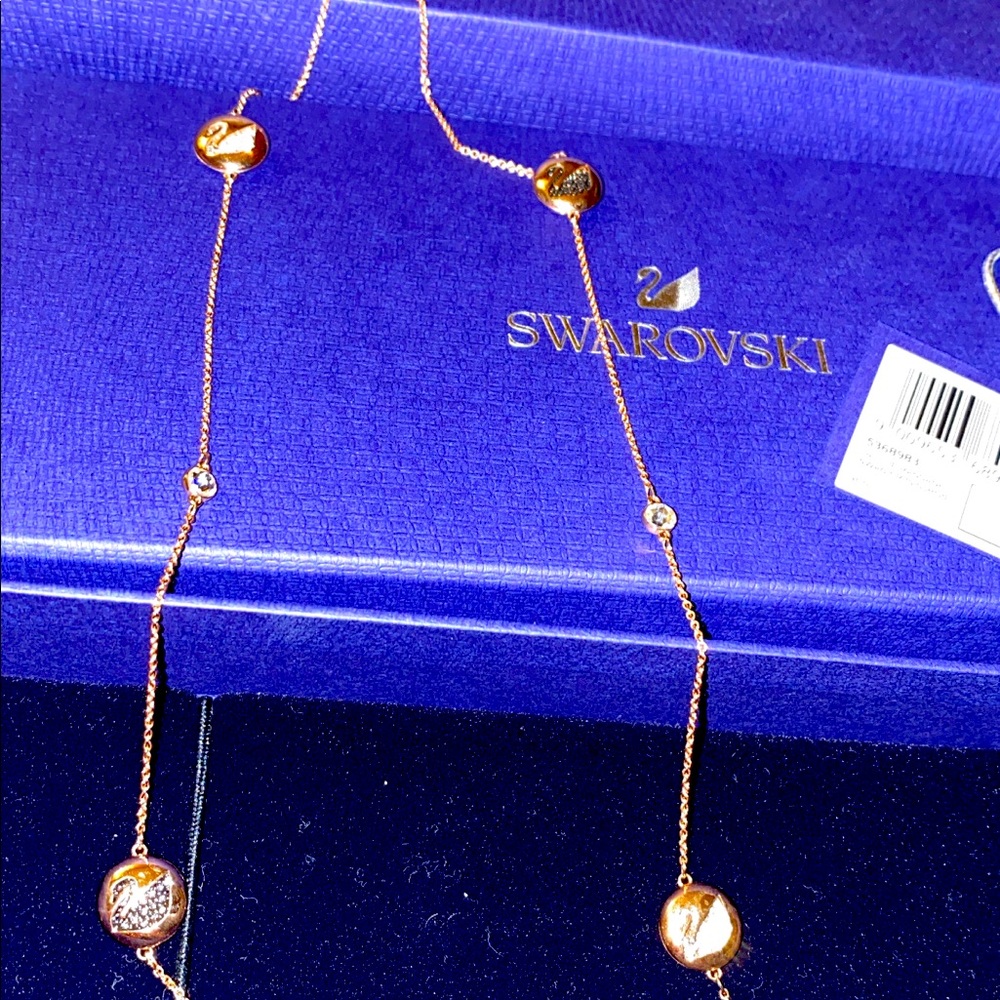 Swarovski Crystal Rose Gold Necklace, Authentic long size 31 3/8